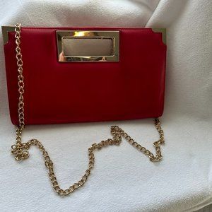 Call It Spring large red faux leather clutch